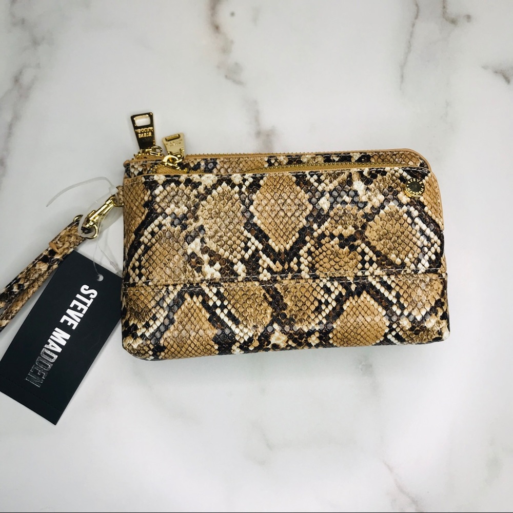Steve Madden | Snake Print Double Pouch Wristlet - Picture 1 of 8